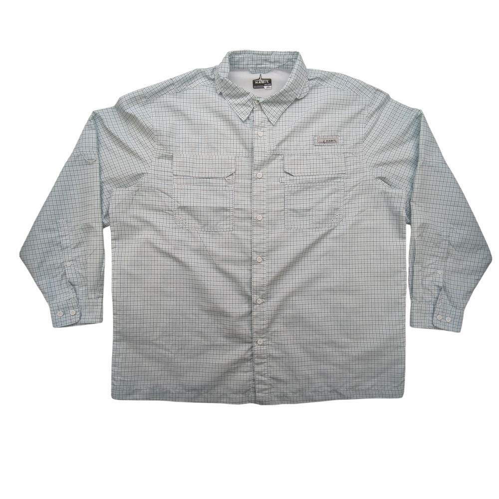 Habit Shirt Mens 2XL Dockside Check Mint Leaf UPF 40+ Vented Fishing Outdoor